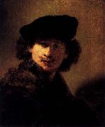 Rembrandt van rijn Self-portrait with Velvet Beret and Furred Mantel France oil painting artist